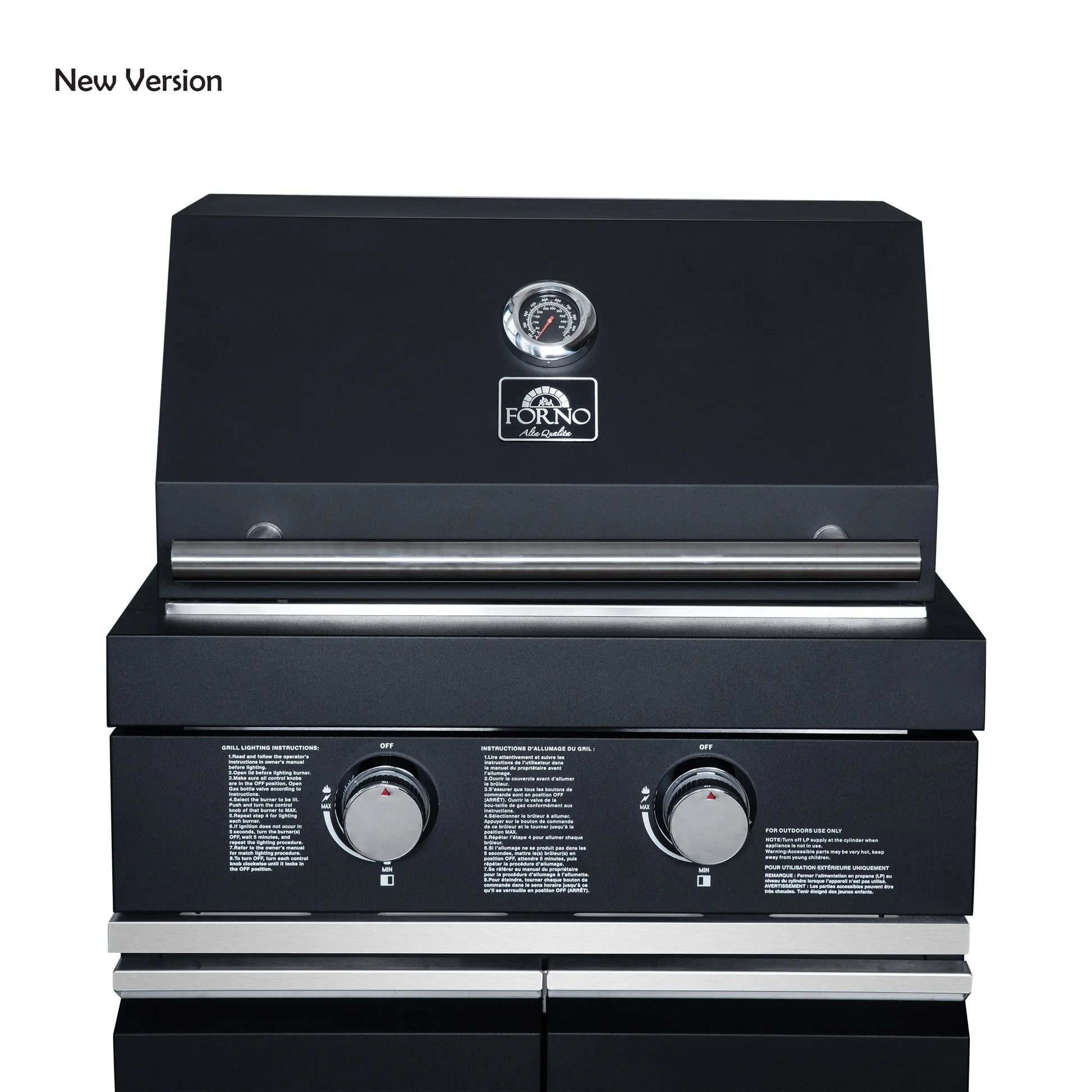 Forno All’Aperto 99,600 BTU Outdoor Kitchen, 5 Burners, Infrared Burners, Side Burner, Black Sintered Stone Countertops, Gas Pizza Oven, FORNO