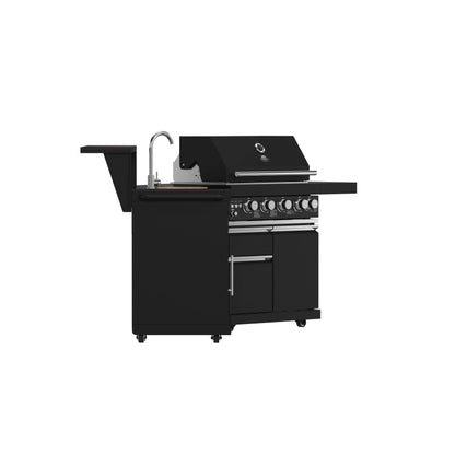 Forno All’Aperto 62,600 BTU BBQ, 3 Stainless Steel Burners, Infrared Burners, Sink Module, Black Sintered Stone Countertops, Bar and Beverage Center FORNO
