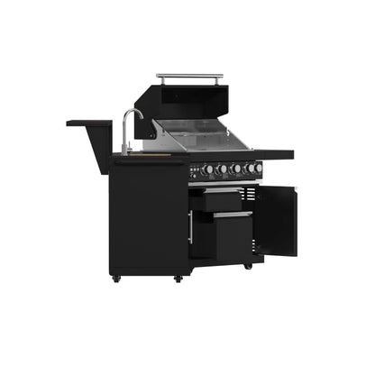 Forno All’Aperto 62,600 BTU BBQ, 3 Stainless Steel Burners, Infrared Burners, Sink Module, Black Sintered Stone Countertops, Bar and Beverage Center FORNO