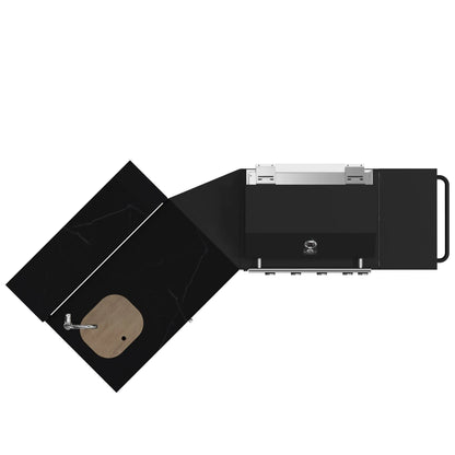 Forno All’Aperto 62,600 BTU BBQ, 3 Stainless Steel Burners, Infrared Burners, Sink Module, Black Sintered Stone Countertops, Bar and Beverage Center FORNO