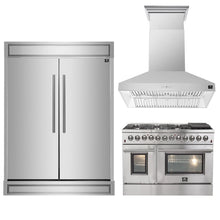 FORNO Premium 3-Piece Kitchen Bundle - FORNO Galiano 48" Freestanding Dual Fuel Range, FORNO Maderno 60" 2-Piece Convertible Refrigerator/Freezer Built-In with Decorative Grill Trim, 27.2 cu.ft., FORNO Orvieto 48" Wall Mount Range Hood - FBDL-017-04CAUS Forno vendors US