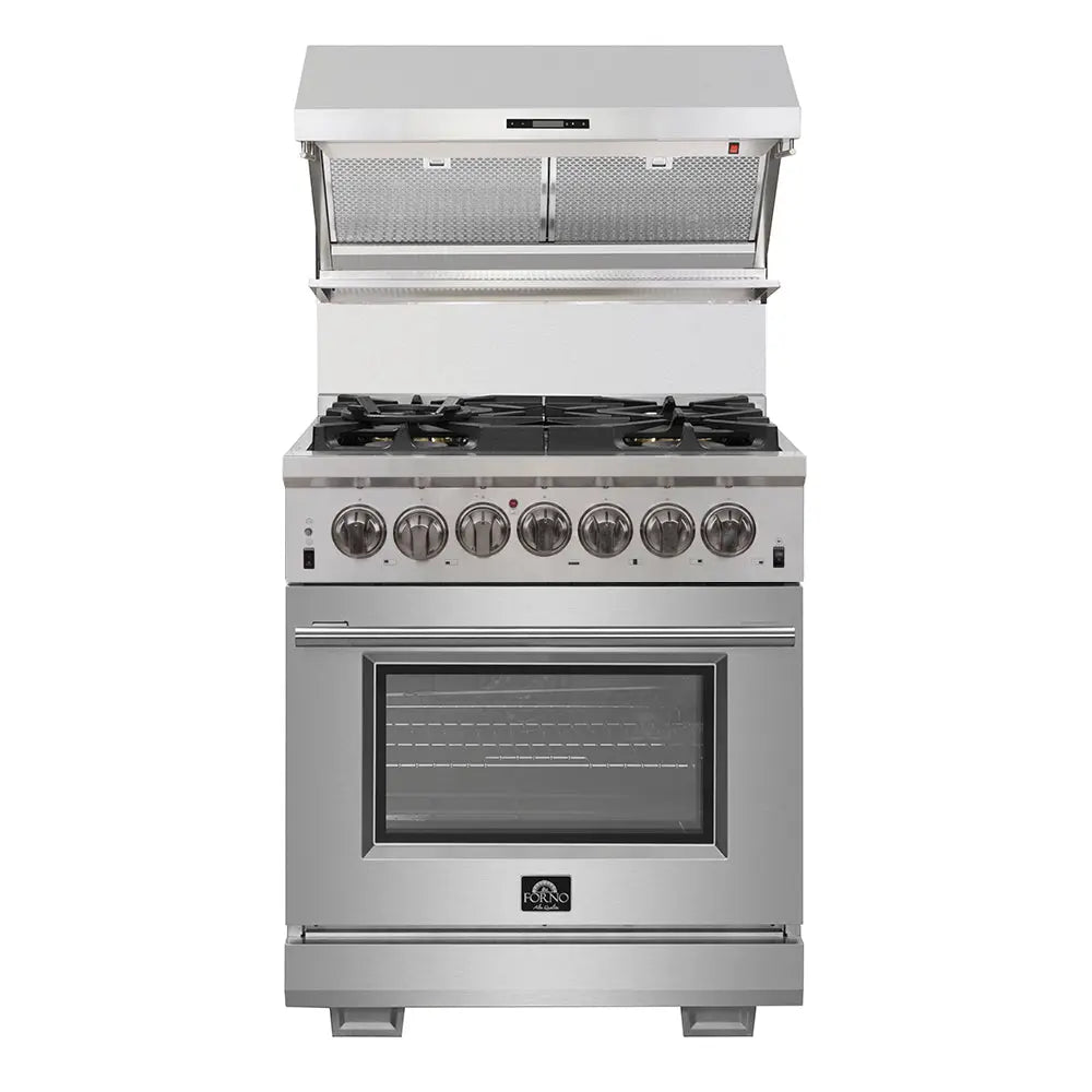Forno Capriasca 30-Inch Freestanding Dual Fuel Range, 4 Burners, True Convection Oven FORNO