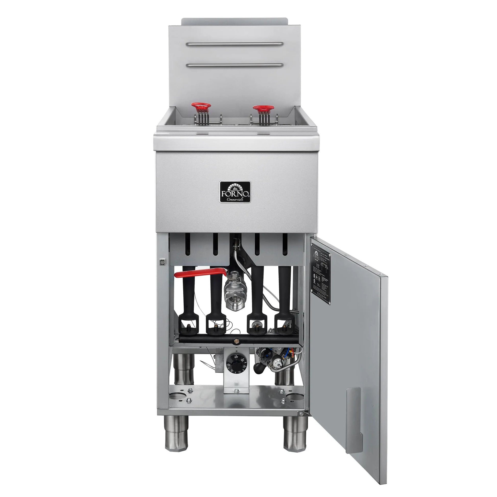 Forno Commerciale Natural Gas Deep Fryer, 4 Burners 120,000 BTU, 50 lbs Oil Capacity FORNO