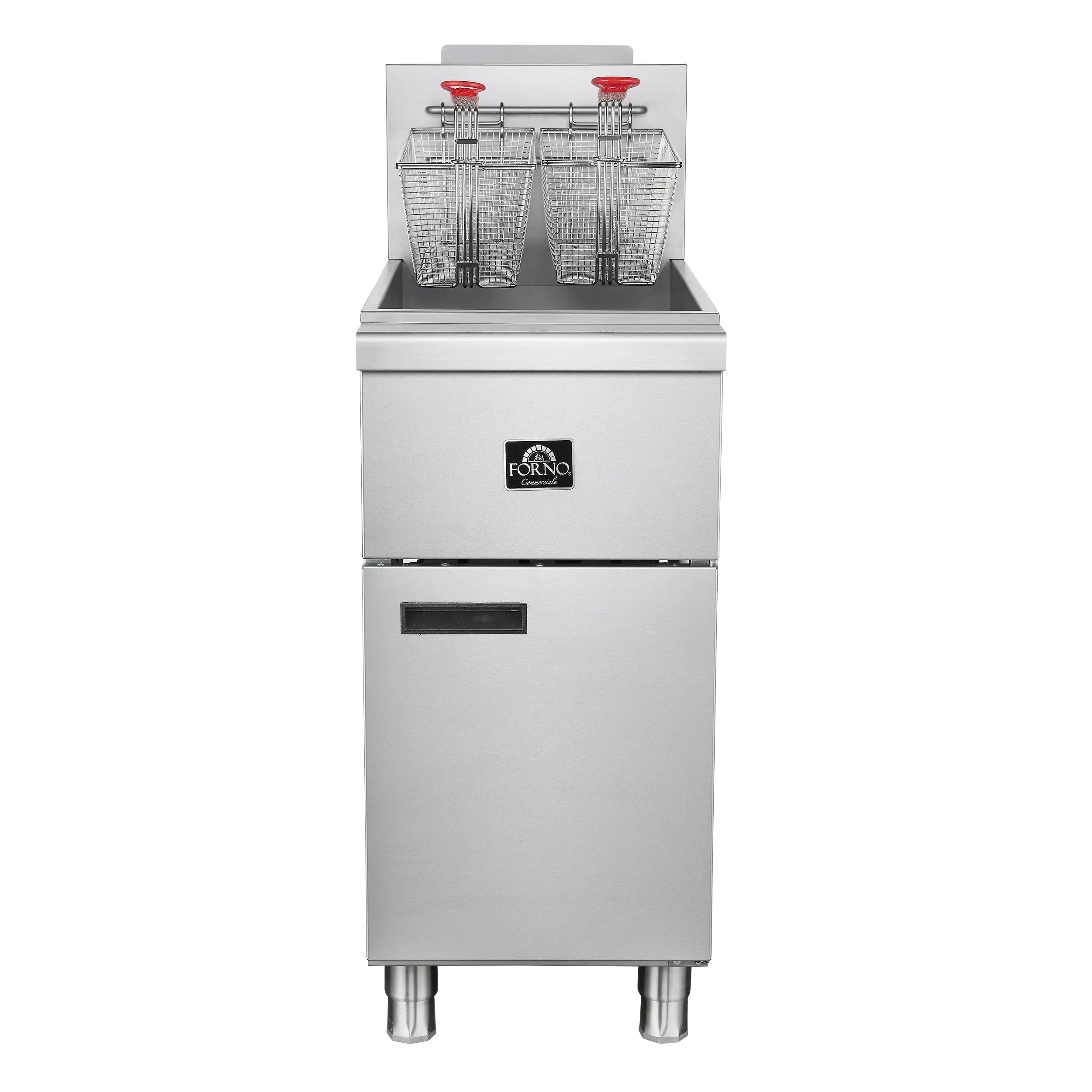 Forno Commerciale Natural Gas Deep Fryer, 3 Burners 90,000 BTU, 40 lbs, Millivolt Control FORNO