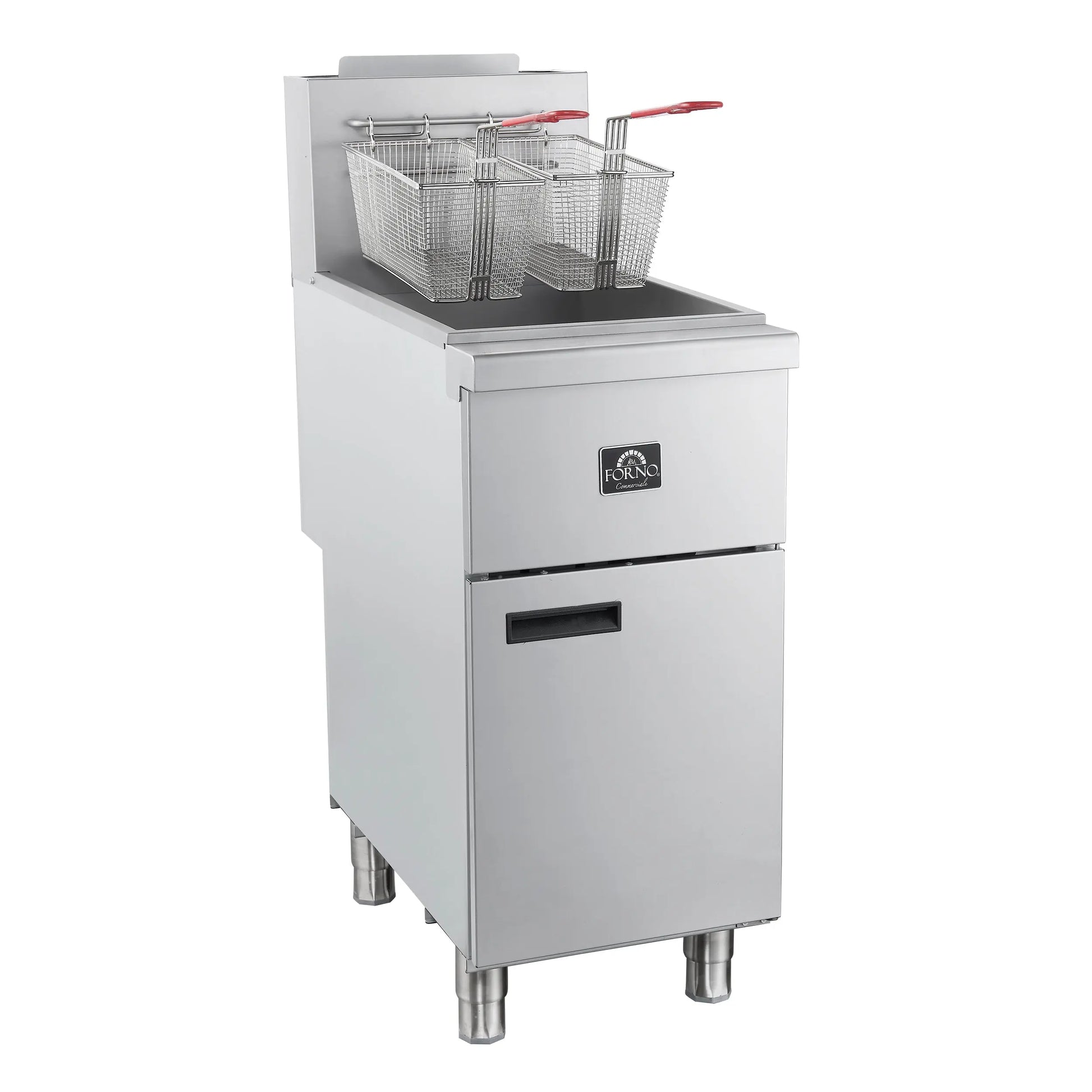 Forno Commerciale Natural Gas Deep Fryer, 3 Burners 90,000 BTU, 40 lbs, Millivolt Control FORNO