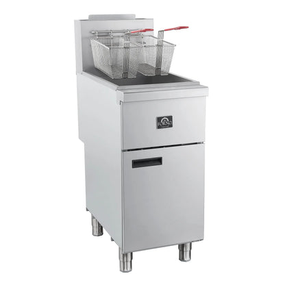 Forno Commerciale Natural Gas Deep Fryer, 3 Burners 90,000 BTU, 40 lbs, Millivolt Control FORNO