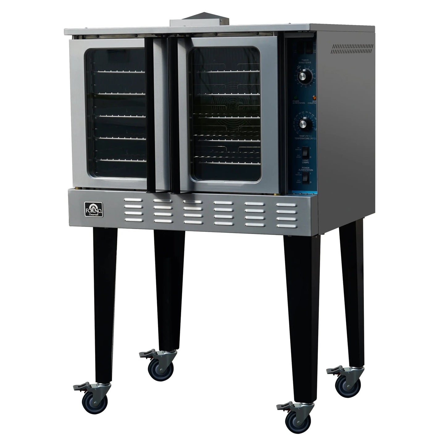 Forno Commerciale Convection Gas Oven, 3 burners 54,000 BTU, 150–500°F, stainless steel, NG/LP convertible FORNO