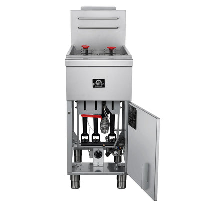Forno Commerciale Propane Gas Deep Fryer, 4 Burners 120,000 BTU, 50 lbs Oil Capacity, Millivolt Control FORNO