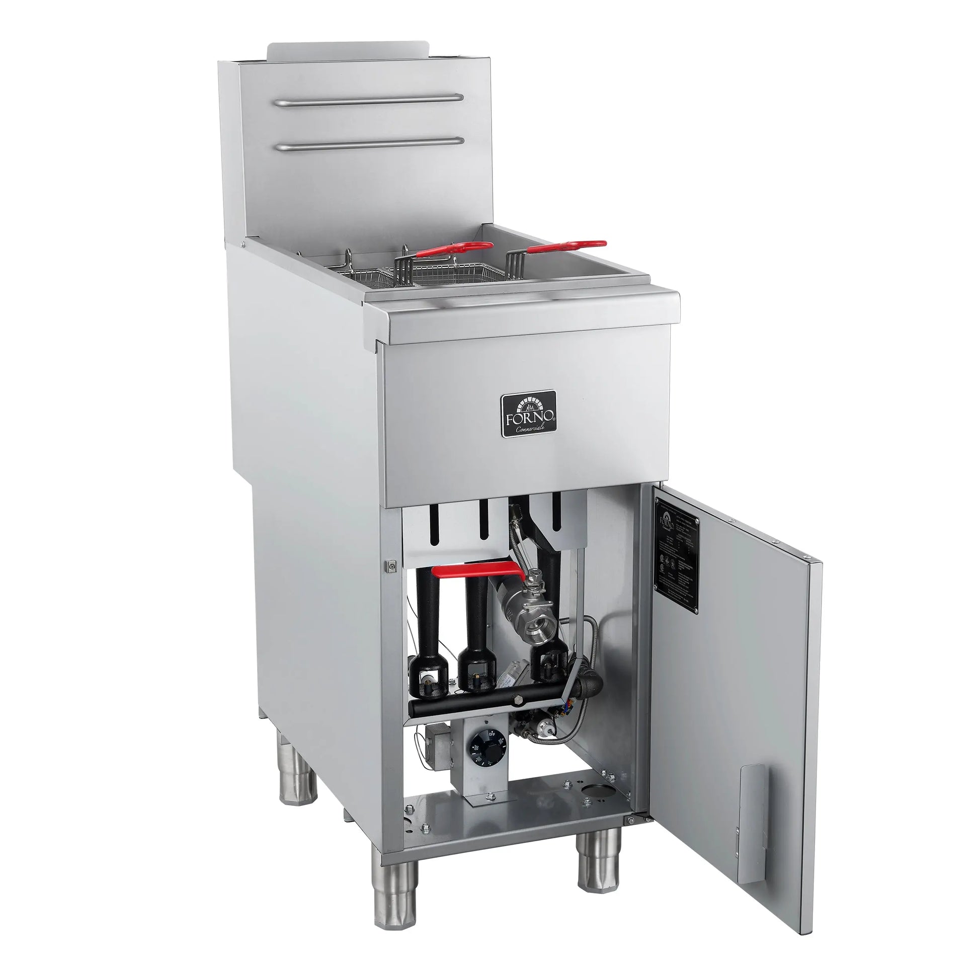 Forno Commerciale Propane Gas Deep Fryer, 4 Burners 120,000 BTU, 50 lbs Oil Capacity, Millivolt Control FORNO