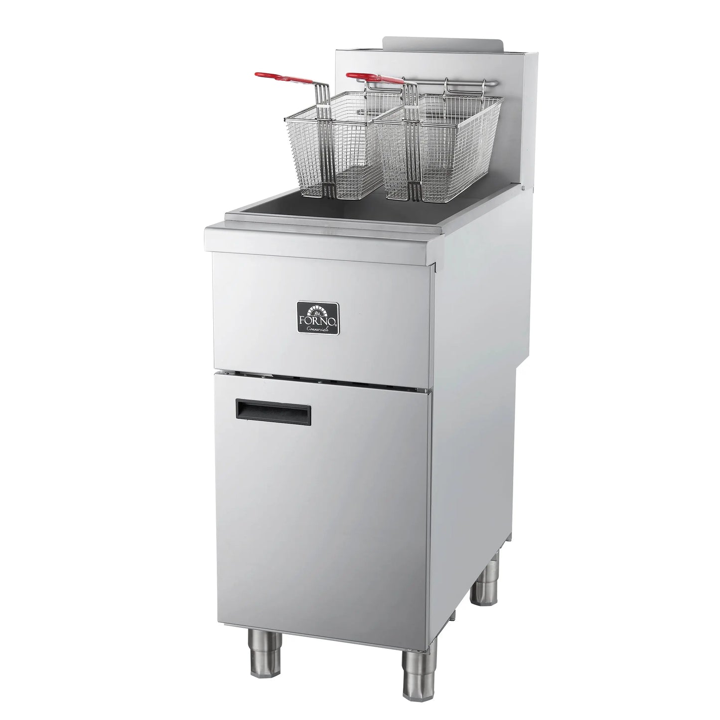 Forno Commerciale Propane Gas Deep Fryer, 4 Burners 120,000 BTU, 50 lbs Oil Capacity, Millivolt Control FORNO