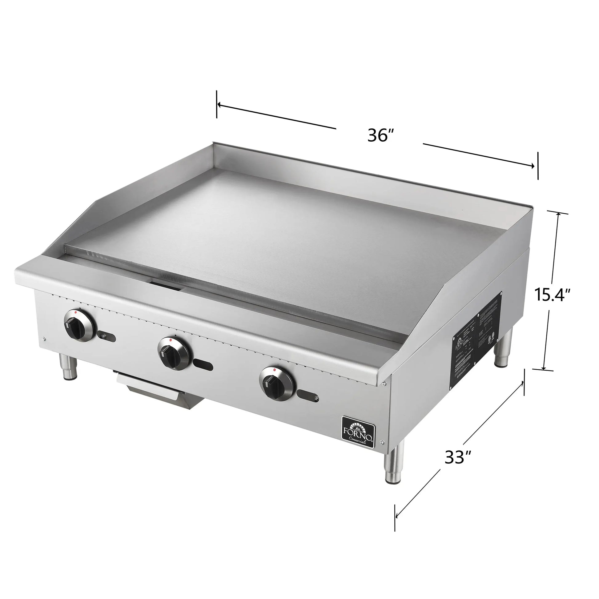 Forno Commerciale 36 Inch Gas Griddle, 3 Burners FORNO