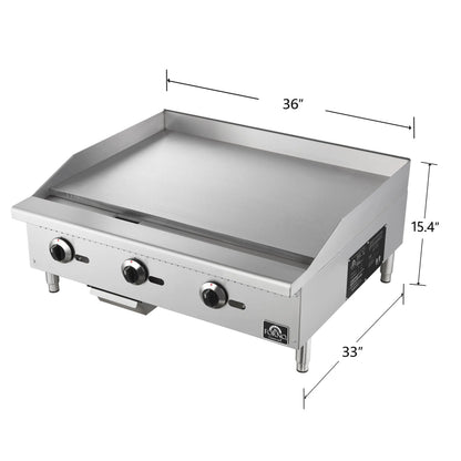 Forno Commerciale 36 Inch Gas Griddle, 3 Burners FORNO