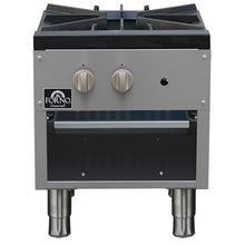 Forno Commerciale gas stock pot range, 1 powerful 3-ring burner, 80,000 BTU, durable stainless steel, heavy-duty cast iron grate FORNO