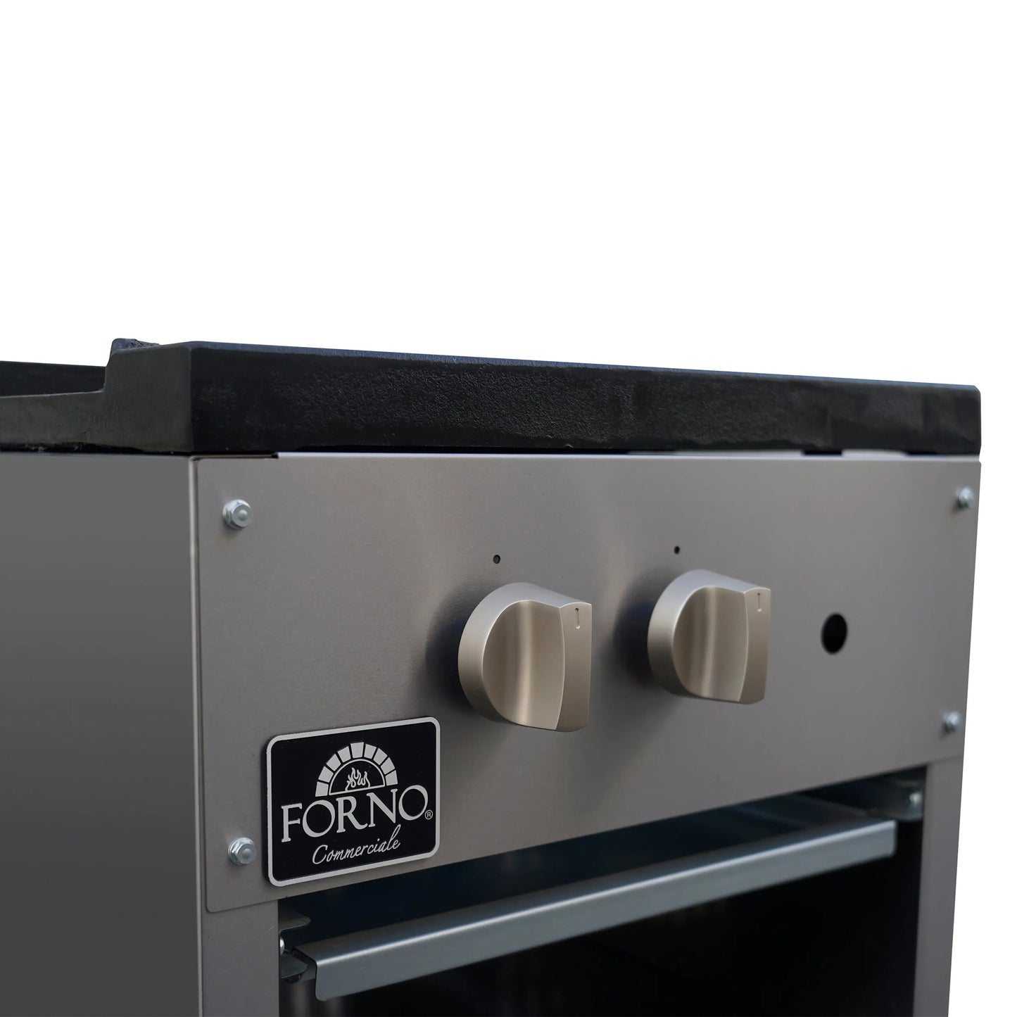 Forno Commerciale gas stock pot range, 1 powerful 3-ring burner, 80,000 BTU, durable stainless steel, heavy-duty cast iron grate FORNO