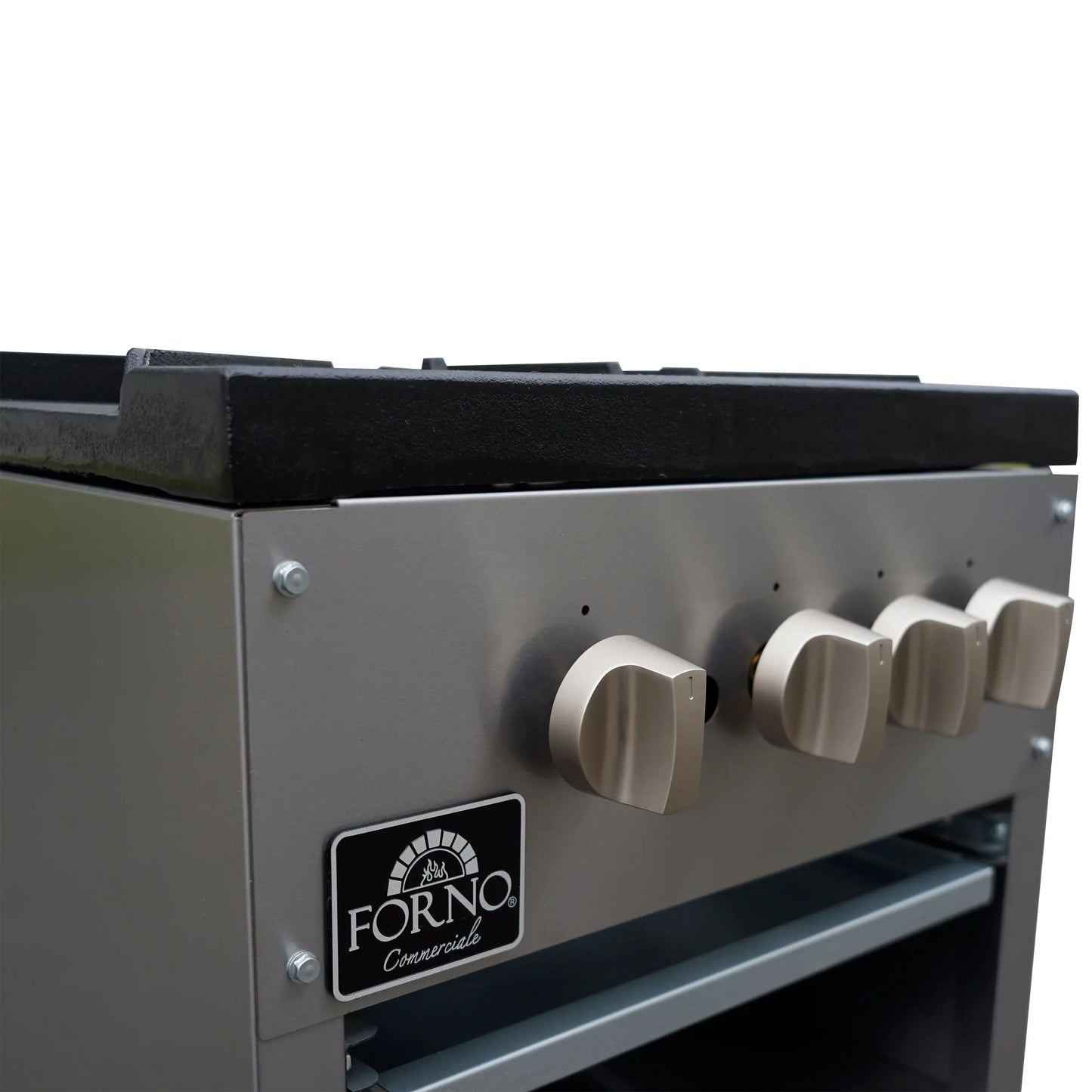 Forno Commerciale gas stock pot range, 2 powerful 3-ring burners, 160,000 BTU, durable stainless steel, heavy-duty cast iron grates FORNO