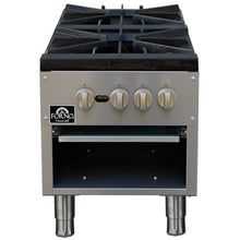Forno Commerciale gas stock pot range, 2 powerful 3-ring burners, 160,000 BTU, durable stainless steel, heavy-duty cast iron grates FORNO