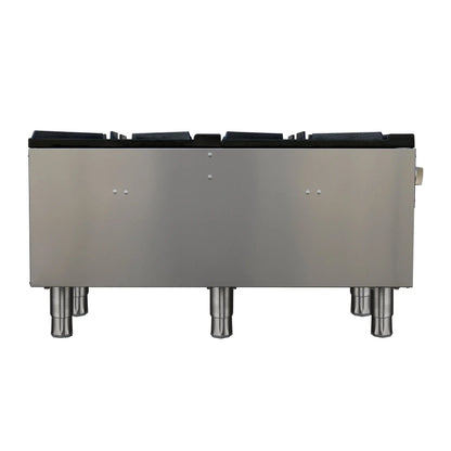 Forno Commerciale gas stock pot range, 2 powerful 3-ring burners, 160,000 BTU, durable stainless steel, heavy-duty cast iron grates FORNO