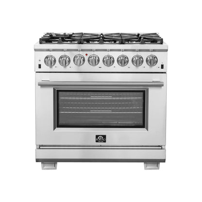 Forno Capriasca 36-Inch Freestanding Dual Fuel Range, 6 Burners, True Convection Oven FORNO