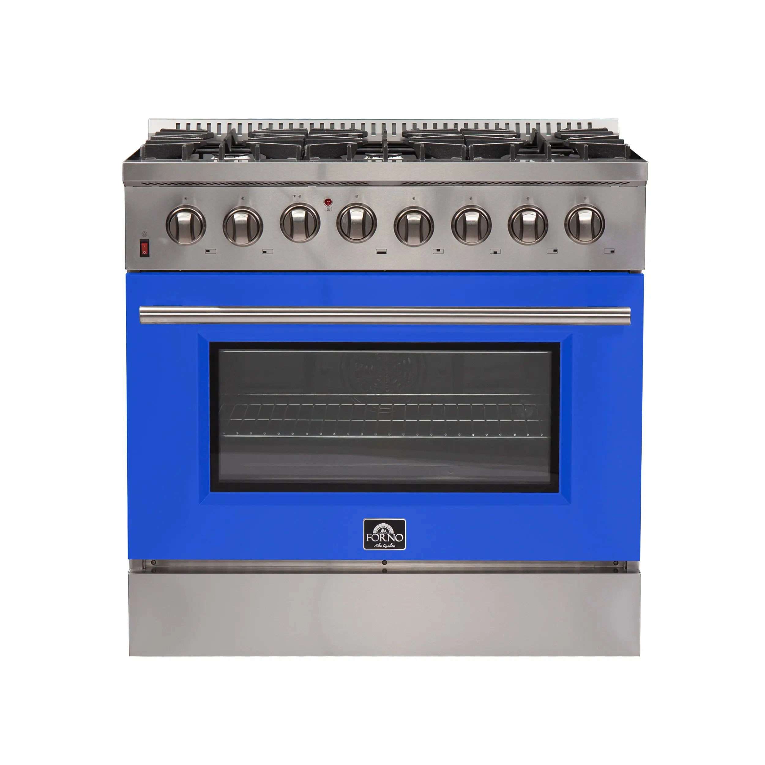 Forno Galiano 36-Inch Freestanding Dual Fuel Range, 6 Burners, Double Convection Ovens, Blue Door FORNO