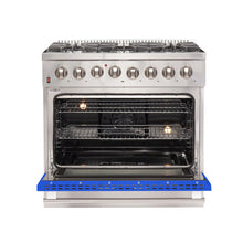 Forno Galiano 36-Inch Freestanding Dual Fuel Range, 6 Burners, Double Convection Ovens, Blue Door FORNO