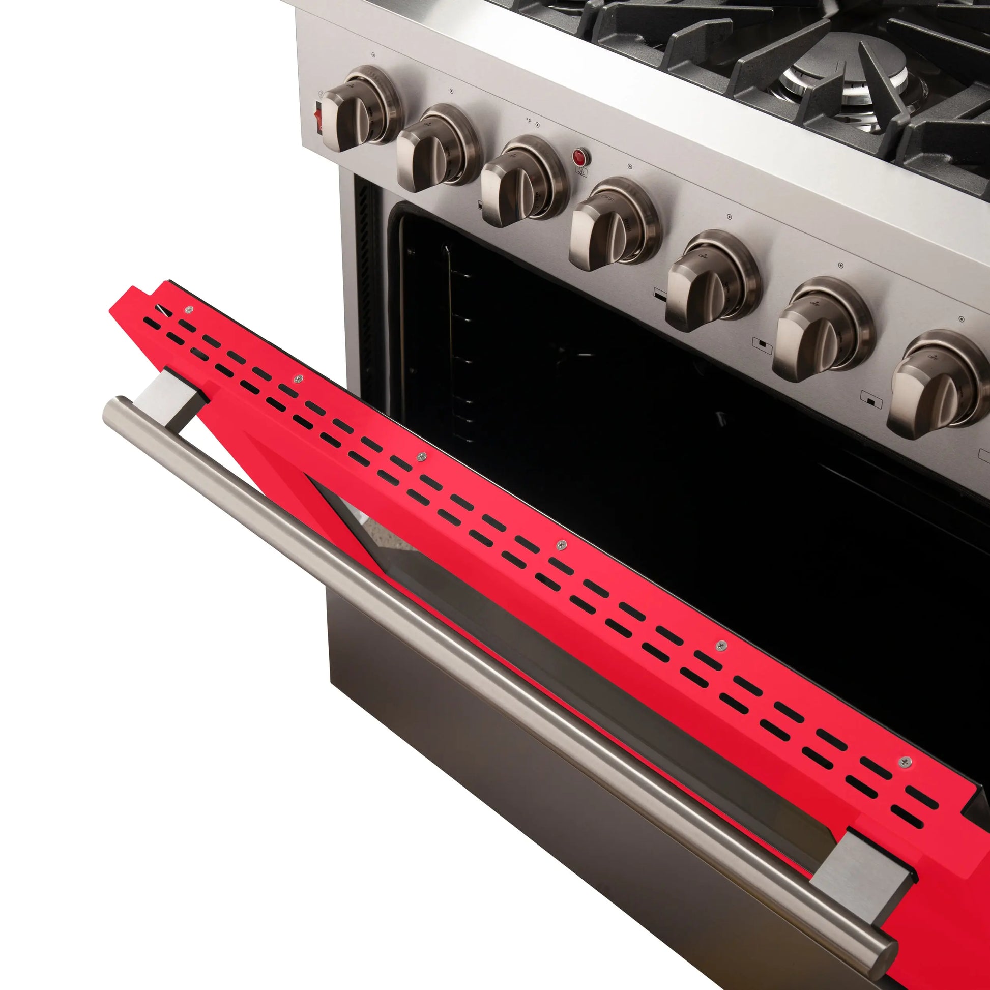 Forno Galiano 36-Inch Freestanding Dual Fuel Range, 6 Burners, Double Convection Ovens, Red Door FORNO