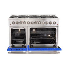 Forno Galiano 48-Inch Freestanding Dual Fuel Range, 8 Burners, Double Convection Ovens, Blue Doors FORNO