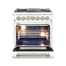 Forno Capriasca 30-Inch Freestanding Dual Fuel Range, 4 Burners, True Convection Oven, White Door FORNO