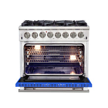Forno Capriasca 36-Inch Freestanding Dual Fuel Range, 6 Burners, True Convection Oven, Blue Door FORNO