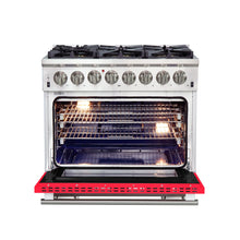 Forno Capriasca 36-Inch Freestanding Dual Fuel Range, 6 Burners, True Convection Oven, Red Door FORNO
