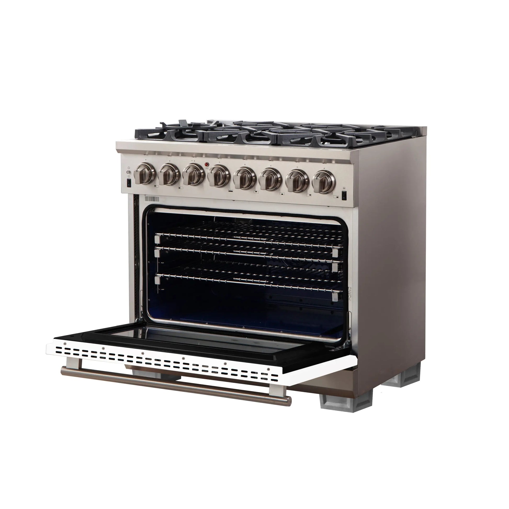 Forno Capriasca 36-Inch Freestanding Dual Fuel Range, 6 Burners, True Convection Oven, White Door FORNO