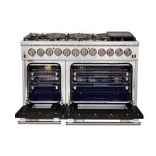 Forno Capriasca 48-Inch Freestanding Dual Fuel Range, 8 Burners, True Convection Oven, Black Doors FORNO