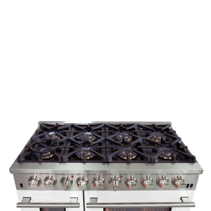 Forno Capriasca 48-Inch Freestanding Dual Fuel Range, 8 Burners, True Convection Oven, White Doors FORNO