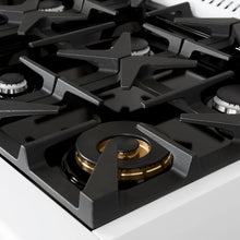 Forno Antico 36-inch Dual Fuel Range White and Antique Brass Design with 6 Sealed Gas Burners and Electric Convection Oven FORNO