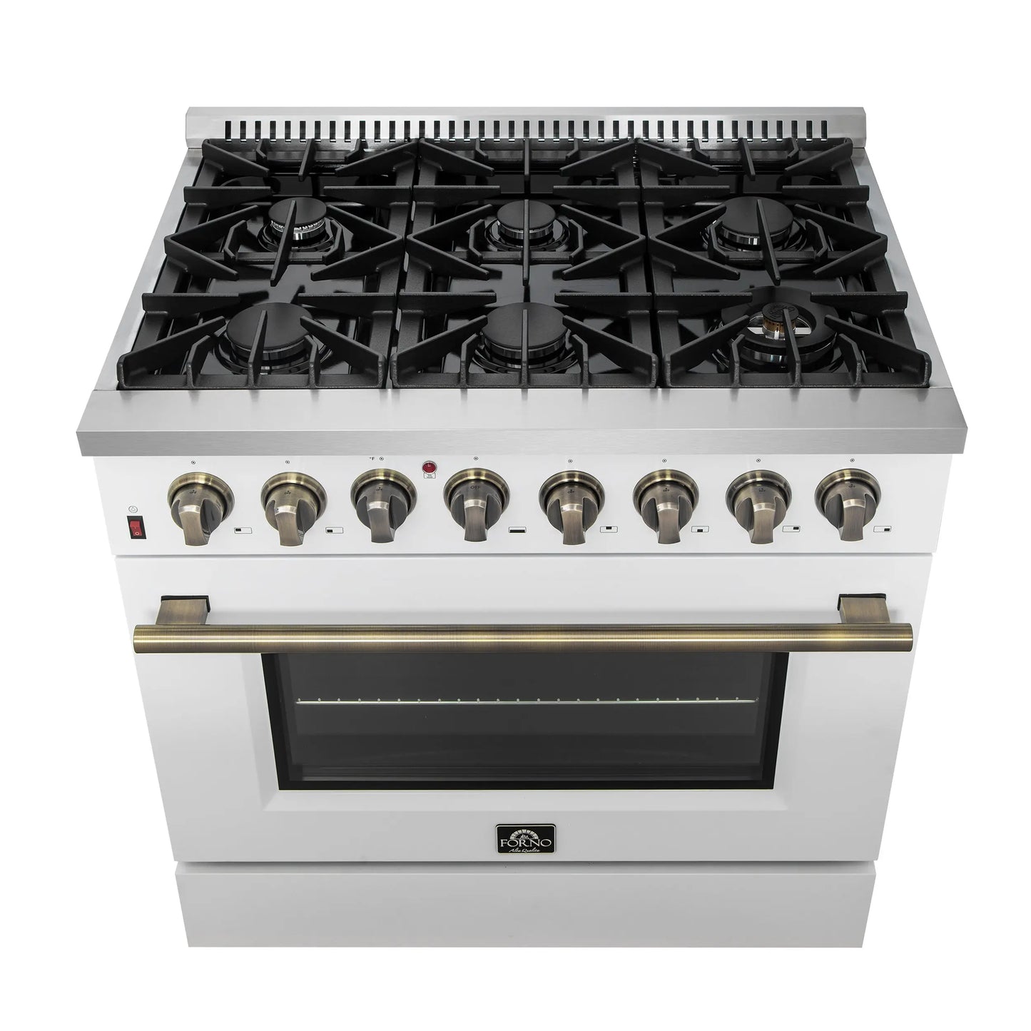 Forno Galiano 36" Freestanding Dual Fuel Range in White FORNO