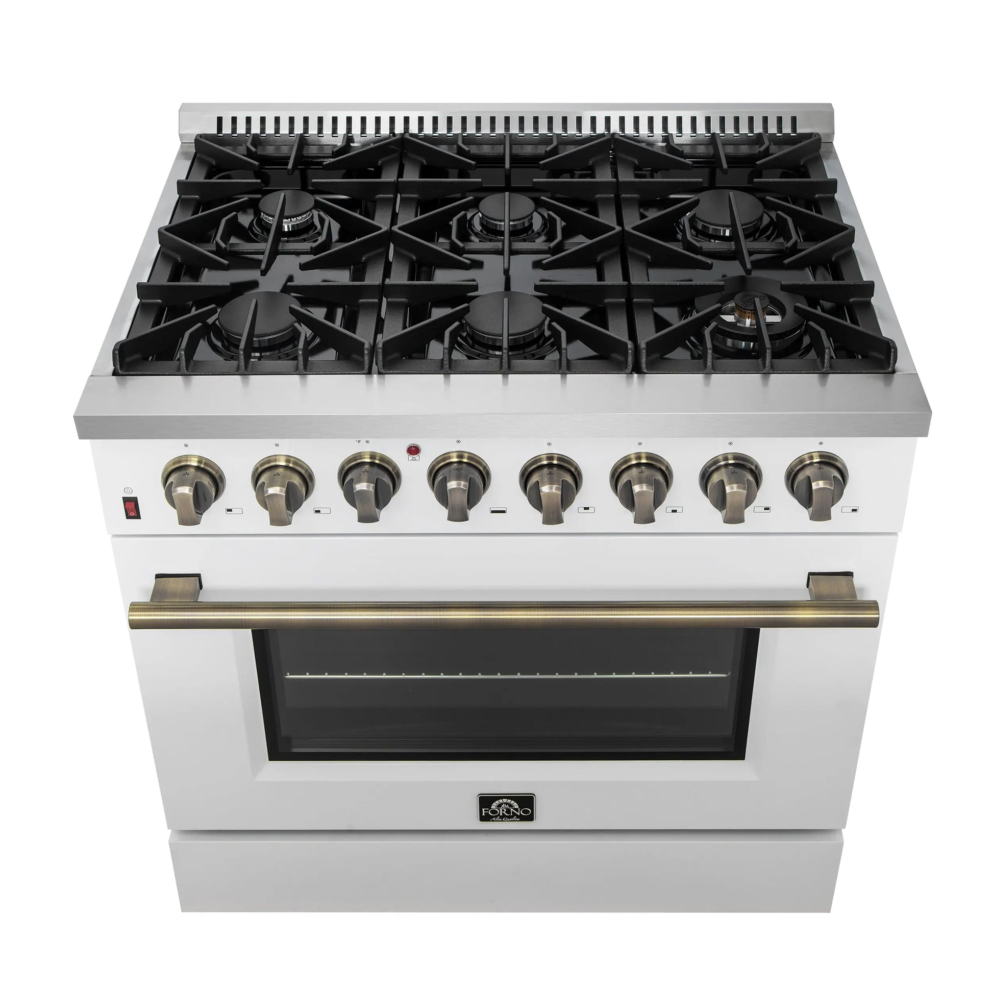 Forno Galiano 36" Freestanding Dual Fuel Range in White FORNO