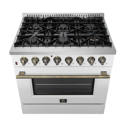 Forno Galiano 36" Freestanding Dual Fuel Range in White FORNO