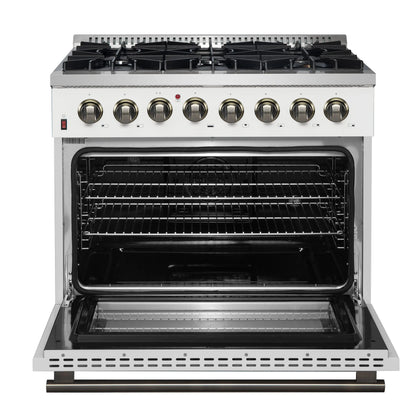 Forno Galiano 36" Freestanding Dual Fuel Range in White FORNO