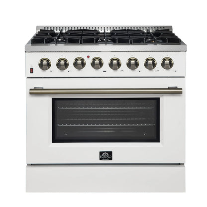Forno Galiano 36" Freestanding Dual Fuel Range in White FORNO
