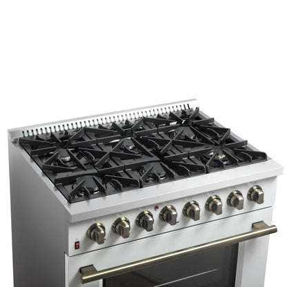 Forno Galiano 36" Freestanding Dual Fuel Range in White FORNO