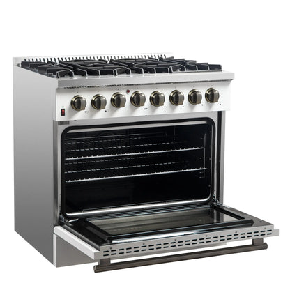 Forno Galiano 36" Freestanding Dual Fuel Range in White FORNO