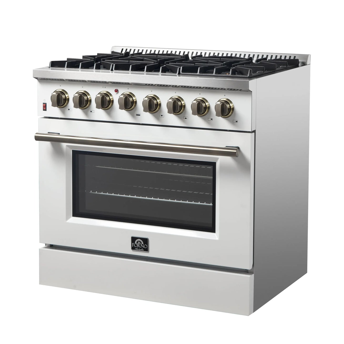 Forno Galiano 36" Freestanding Dual Fuel Range in White FORNO