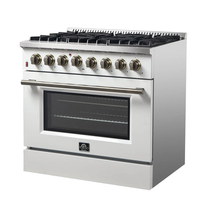 Forno Galiano 36" Freestanding Dual Fuel Range in White FORNO
