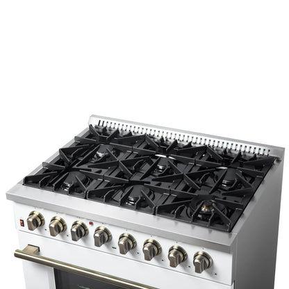 Forno Galiano 36" Freestanding Dual Fuel Range in White FORNO
