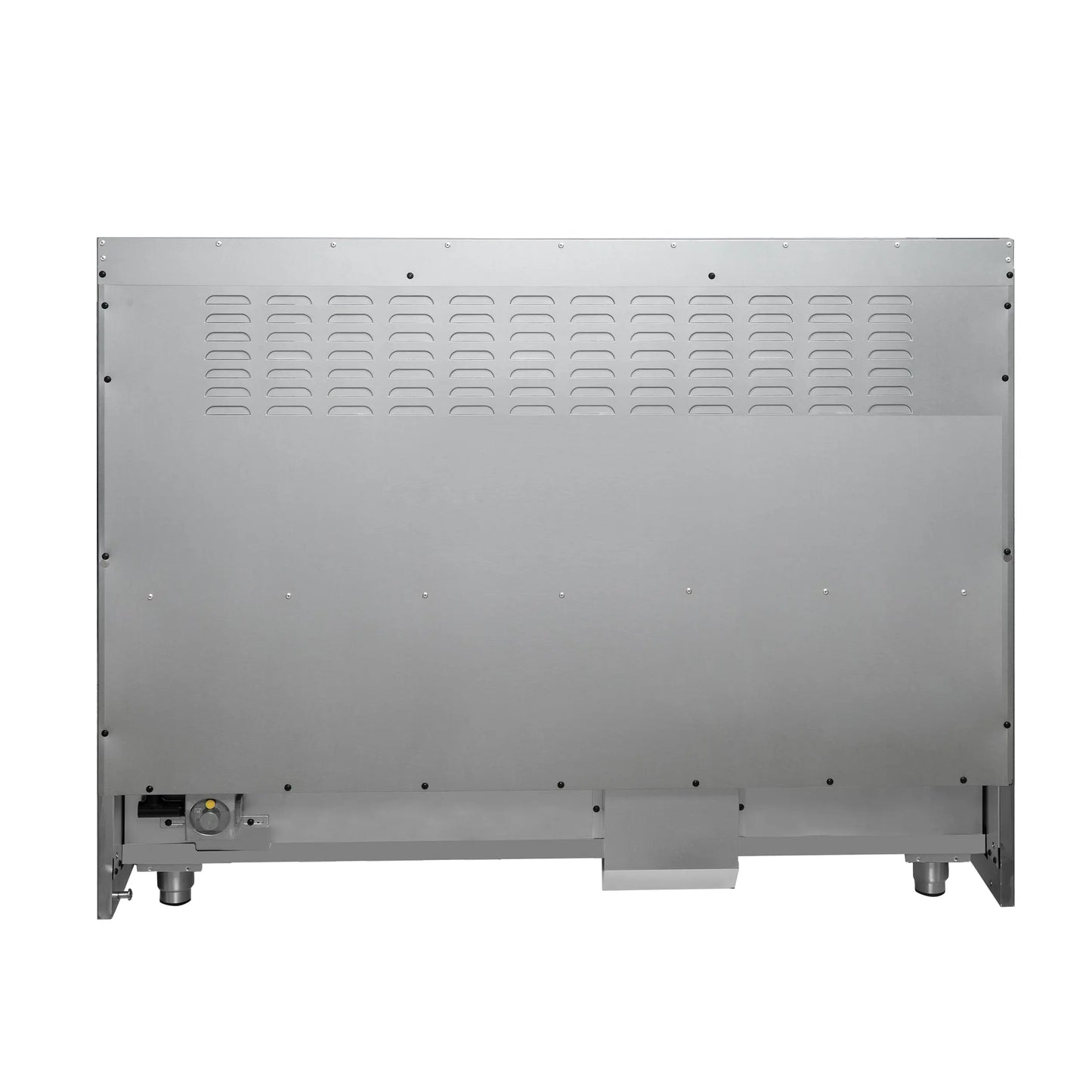Galiano 48-inch Dual Fuel Range White & Antique Brass Design with 8 Sealed Burners 107,000 BTU, 6.58 cu. ft. double ovens & Griddle FORNO