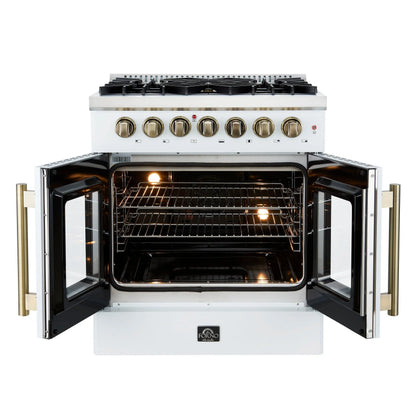 Forno Galiano 30-inch Freestanding French Door Dual Fuel Range White FORNO