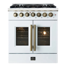 Forno Galiano 30-inch Freestanding French Door Dual Fuel Range White FORNO