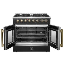 Forno Galiano 36-inch Freestanding French Door Dual Fuel Range Black FORNO