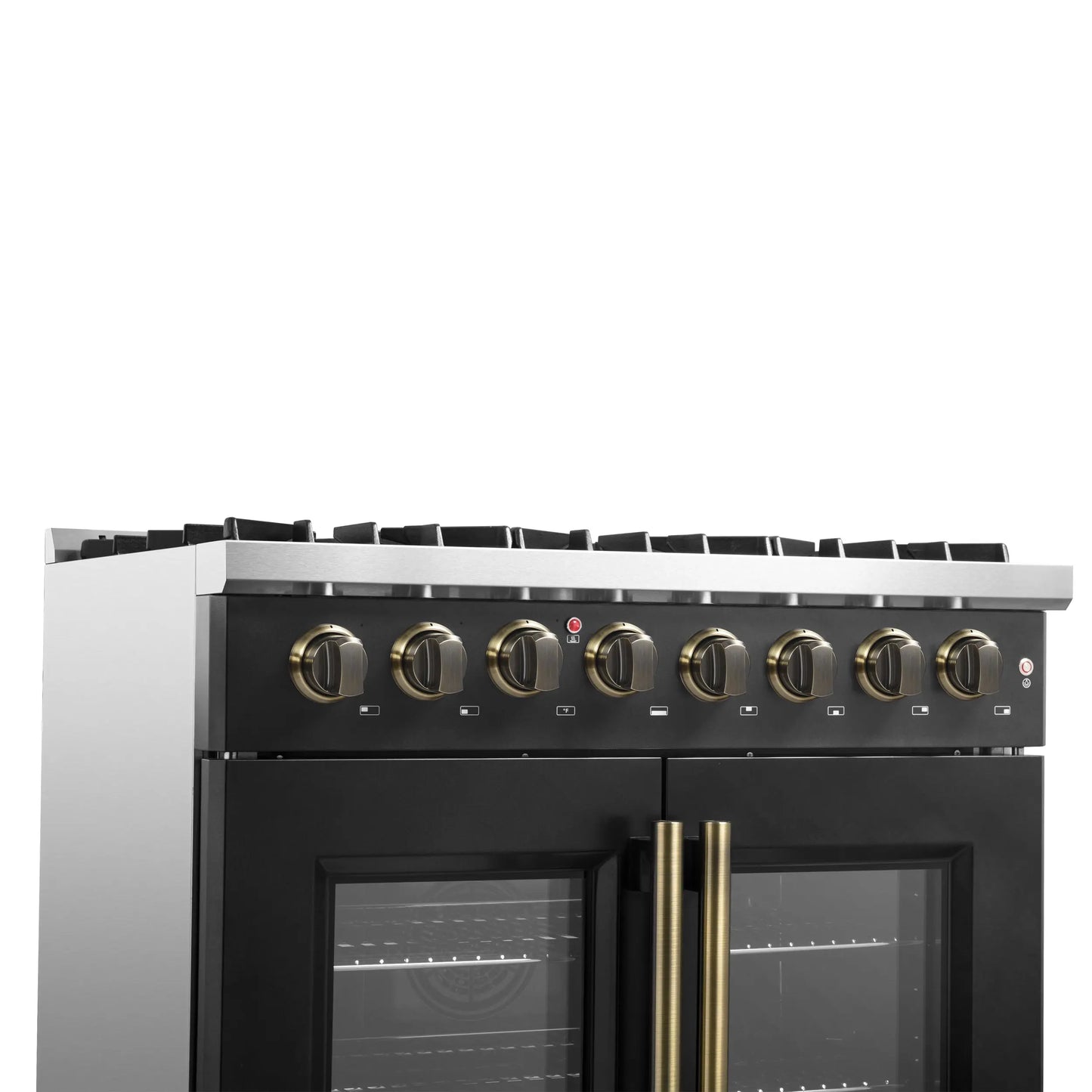 Forno Galiano 36-inch Freestanding French Door Dual Fuel Range Black FORNO