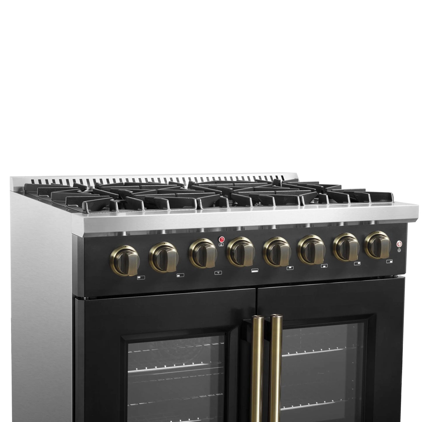 Forno Galiano 36-inch Freestanding French Door Dual Fuel Range Black FORNO