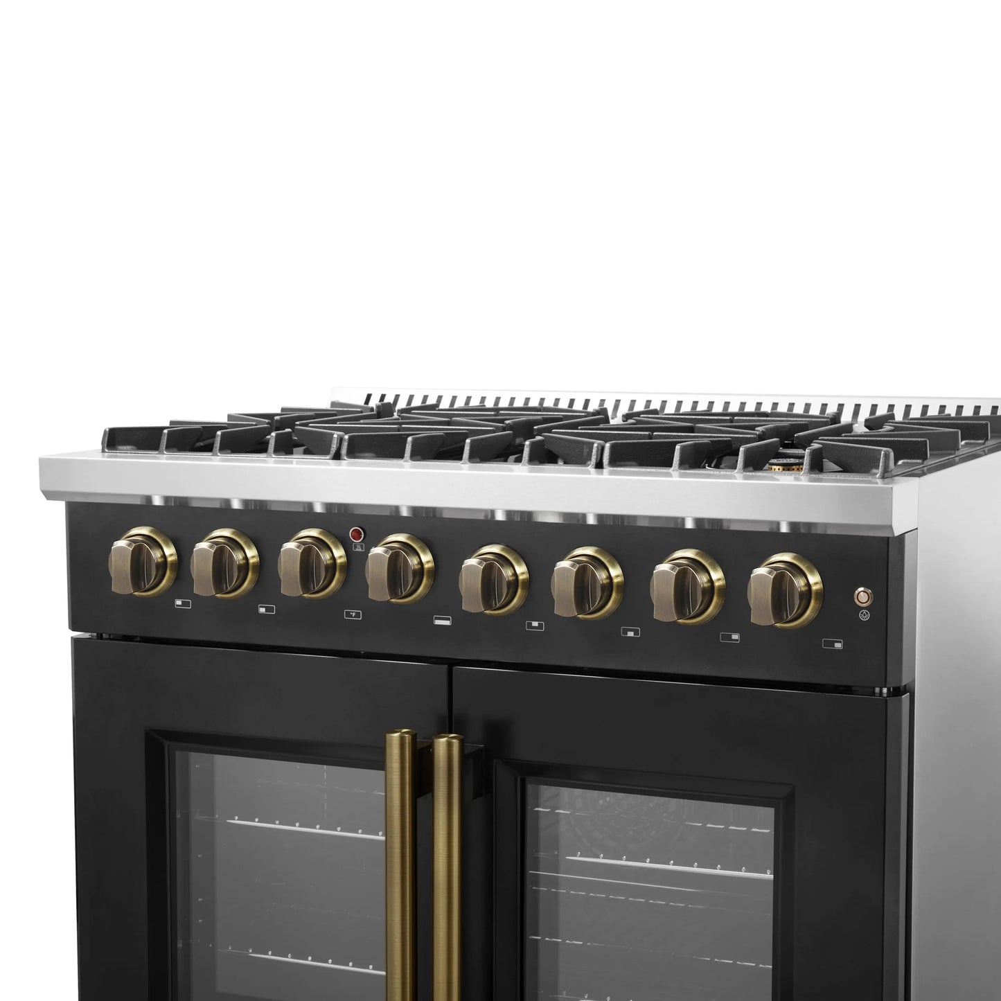 Forno Galiano 36-inch Freestanding French Door Dual Fuel Range Black FORNO
